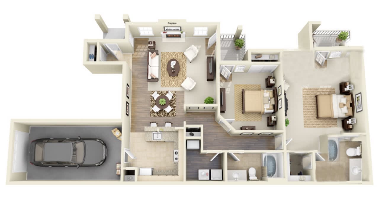 B5 Floor Plan Saddle Brook Apartments, 2 Bed 2 Bath Dallas Texas